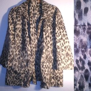 Leopard Light Belted Zip Up Jacket Ruby Rd. 10 EUC
